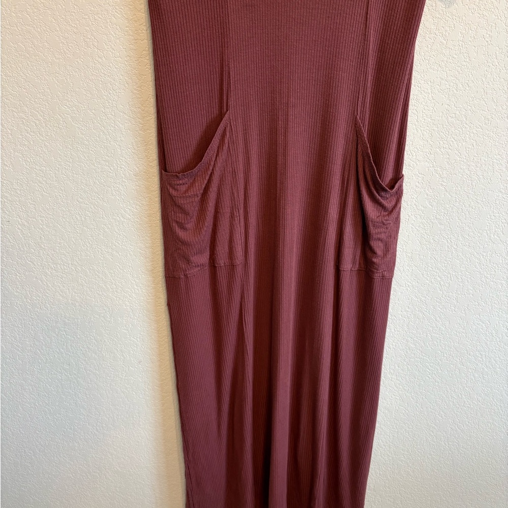 Baltic Born Mauve Ribbed Maxi Dress Medium Pockets Modest Boho Wedding Guest - Picture 3 of 13